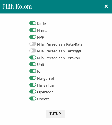 Gambar Tampilan Pilih Kolom