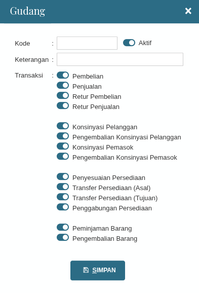 Gambar Kotak Dialog Gudang