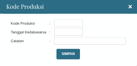 Gambar Dialog Pengisian Kode Produksi
