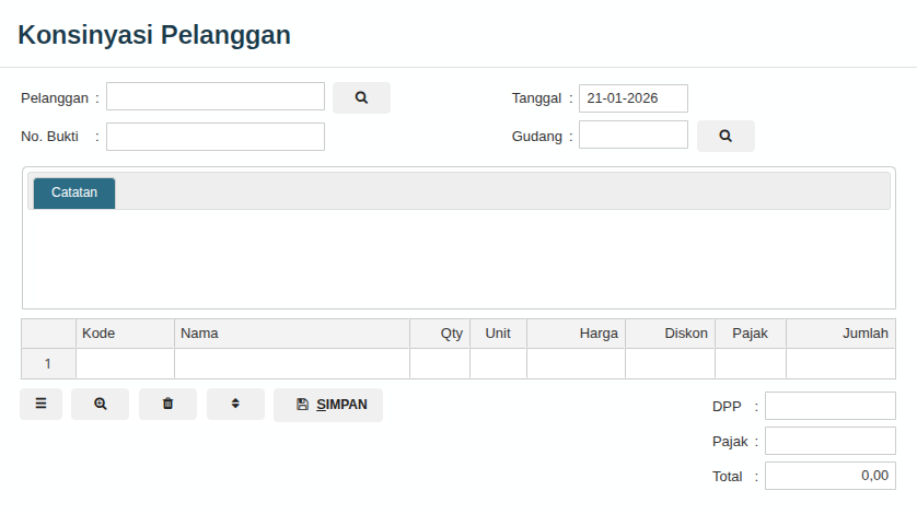 Gambar Formulir Transaksi Konsinyasi ke Pelanggan