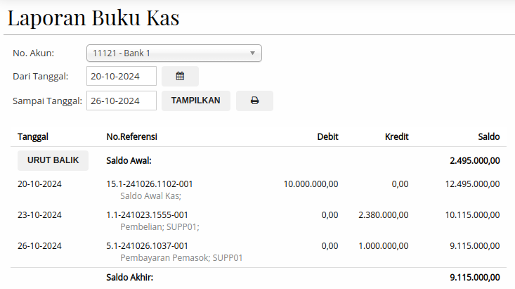 Gambar Laporan Buku Kas