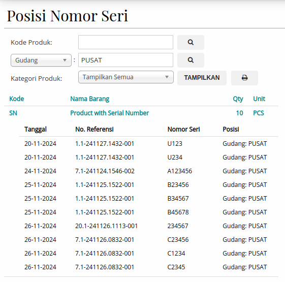 Gambar Laporan Posisi Nomor Seri