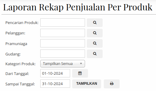 Gambar Laporan Rekap Penjualan per Produk