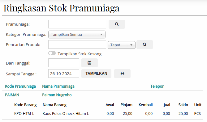 Gambar Laporan Ringkasan Stok Pramuniaga