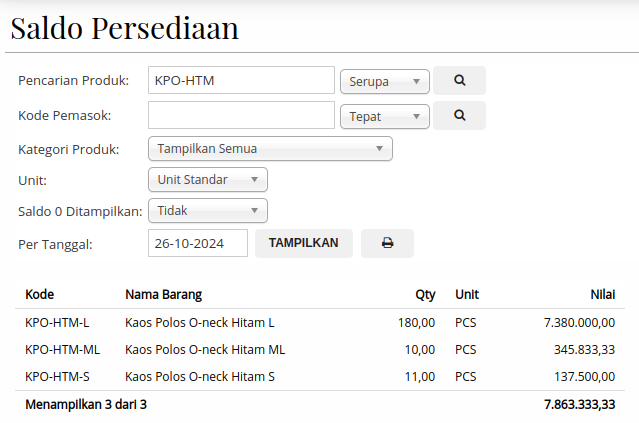 Gambar Laporan Saldo Persediaan