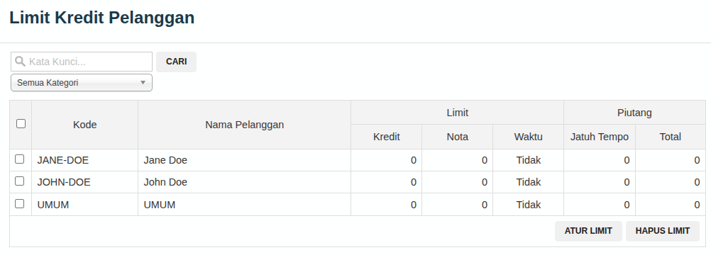 Gambar Limit Kredit Pelanggan
