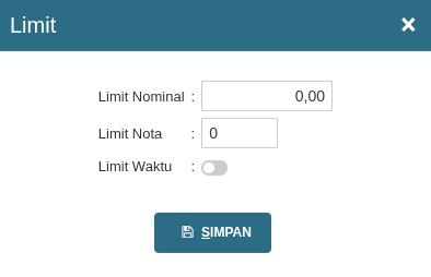 Gambar Dialog Limit Kredit Pelanggan