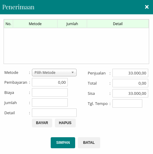 Gambar Kotak Dialog Penerimaan