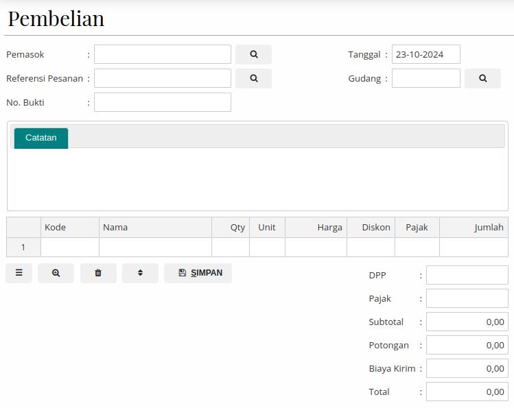 Gambar Formulir Transaksi Pembelian