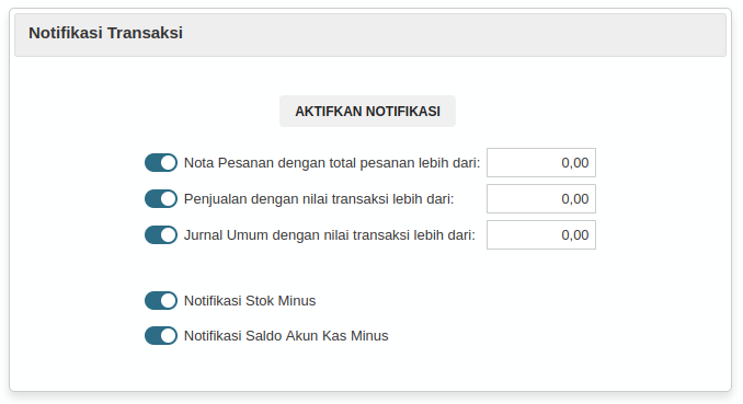 Gambar Pengaturan Notifikasi Transaksi