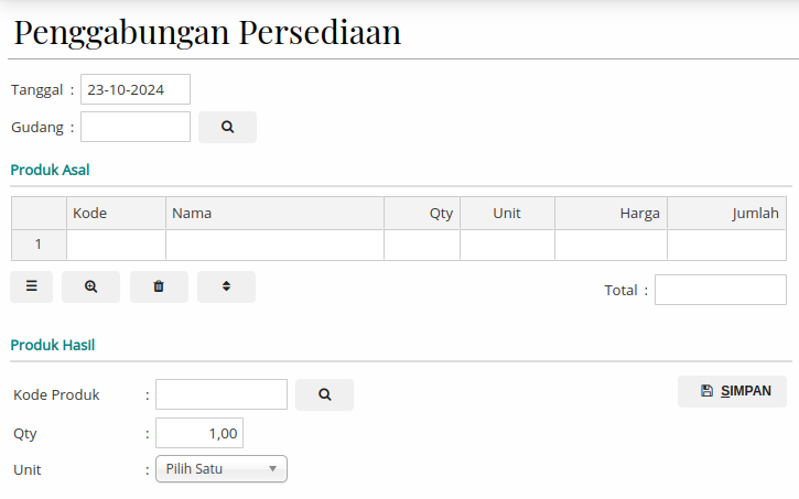 Gambar Formulir Penggabungan Persediaan