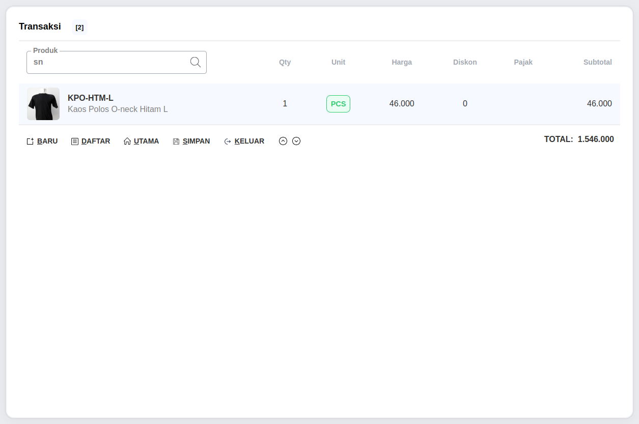 Gambar Transaksi Penjualan Kasir