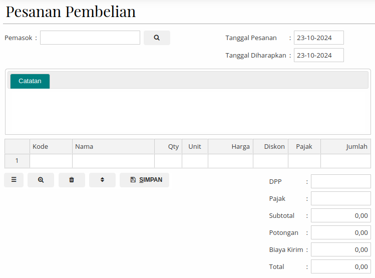 Gambar Formulir Pesanan Pembelian