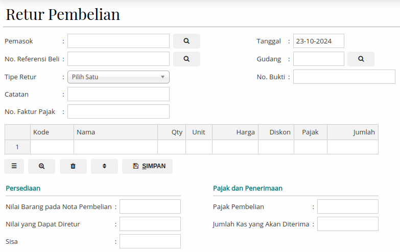 Gambar Formulir Retur Pembelian