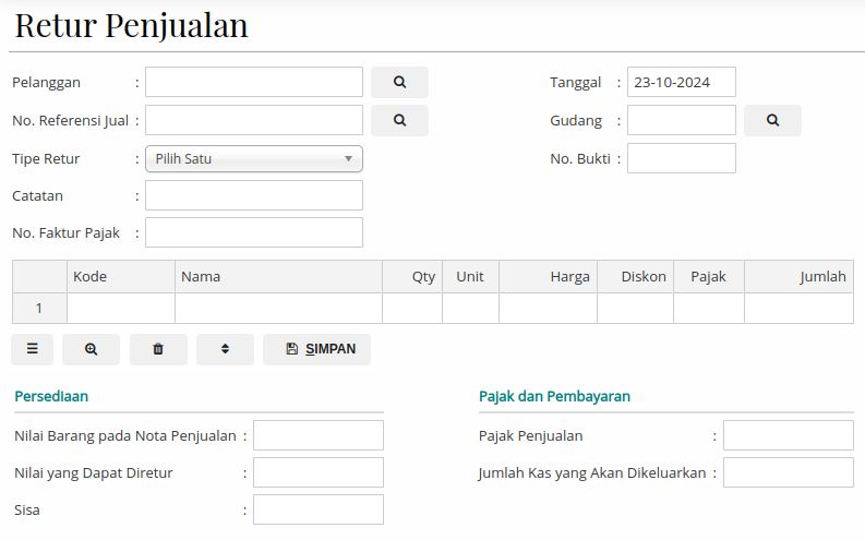 Gambar Formulir Retur Penjualan