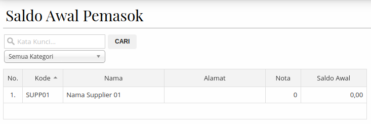 Gambar Saldo Awal Pemasok