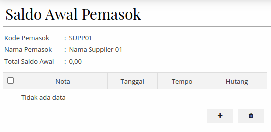 Gambar Rincian Saldo Awal Pemasok
