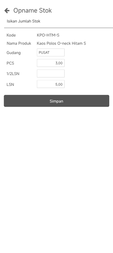 Tampilkan Input Opname Stok