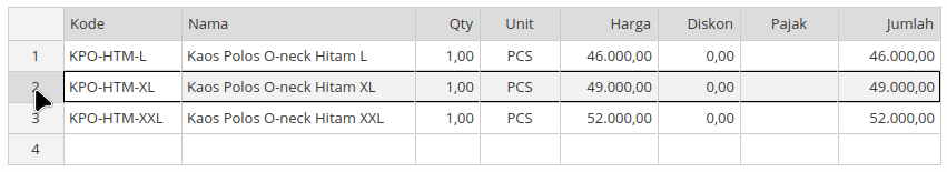 Gambar Seleksi Baris Tabel