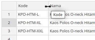 Gambar Tampilan Ubah Ukuran Kolom