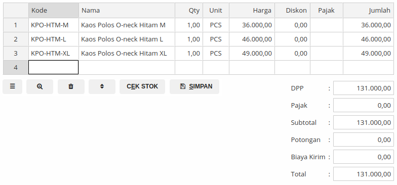 Gambar Tabel Isian Produk