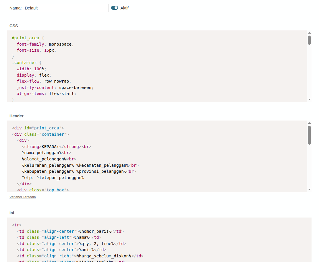 Gambar Formulir Templat Cetak